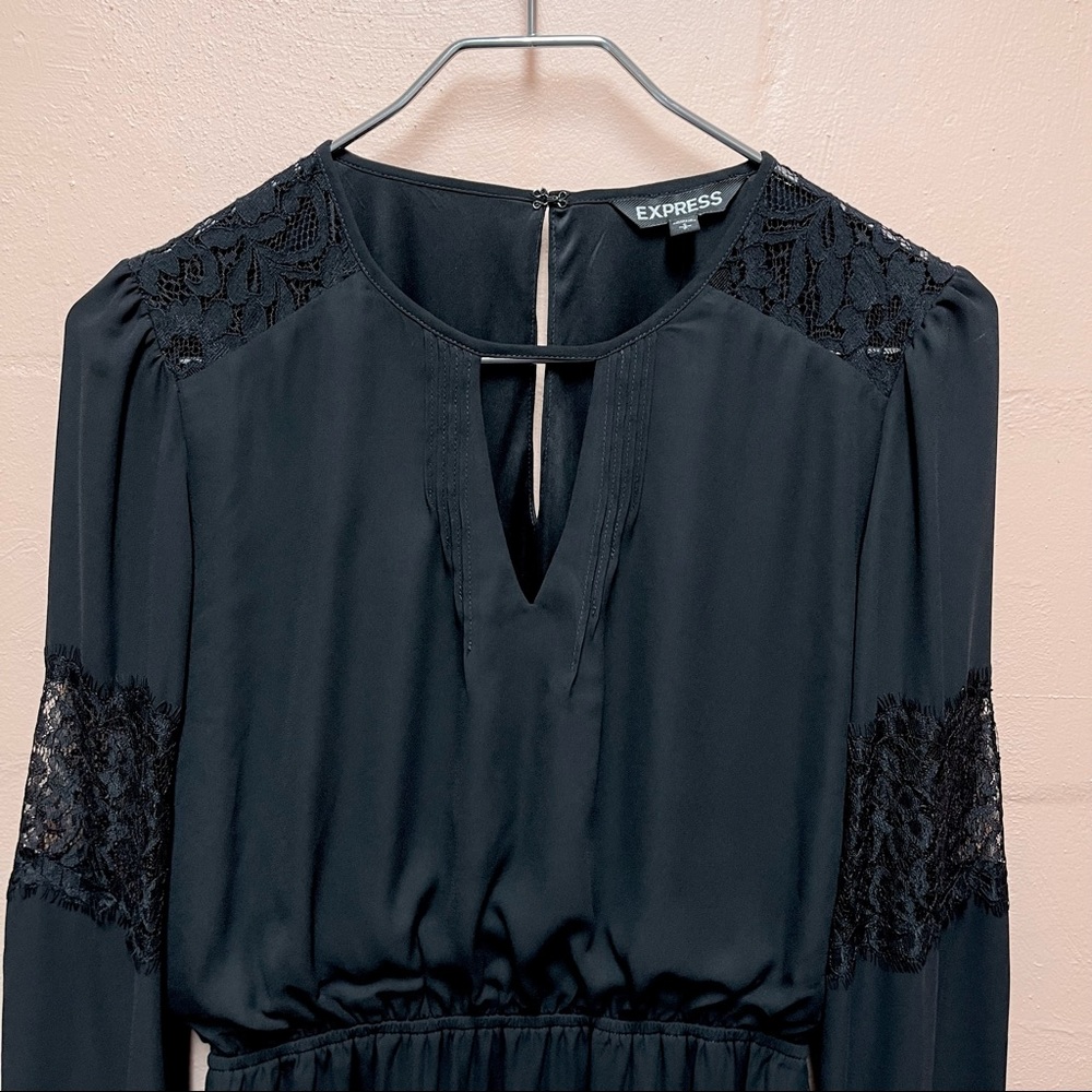 Express Black Lace Detail Long Sleeved Dress *NWT* - Picture 4 of 11
